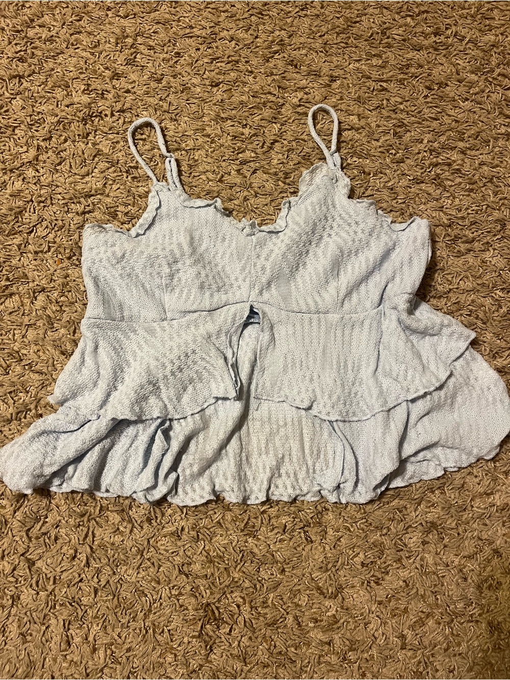 Light Blue Ruffled Smocked Cami Top - Women